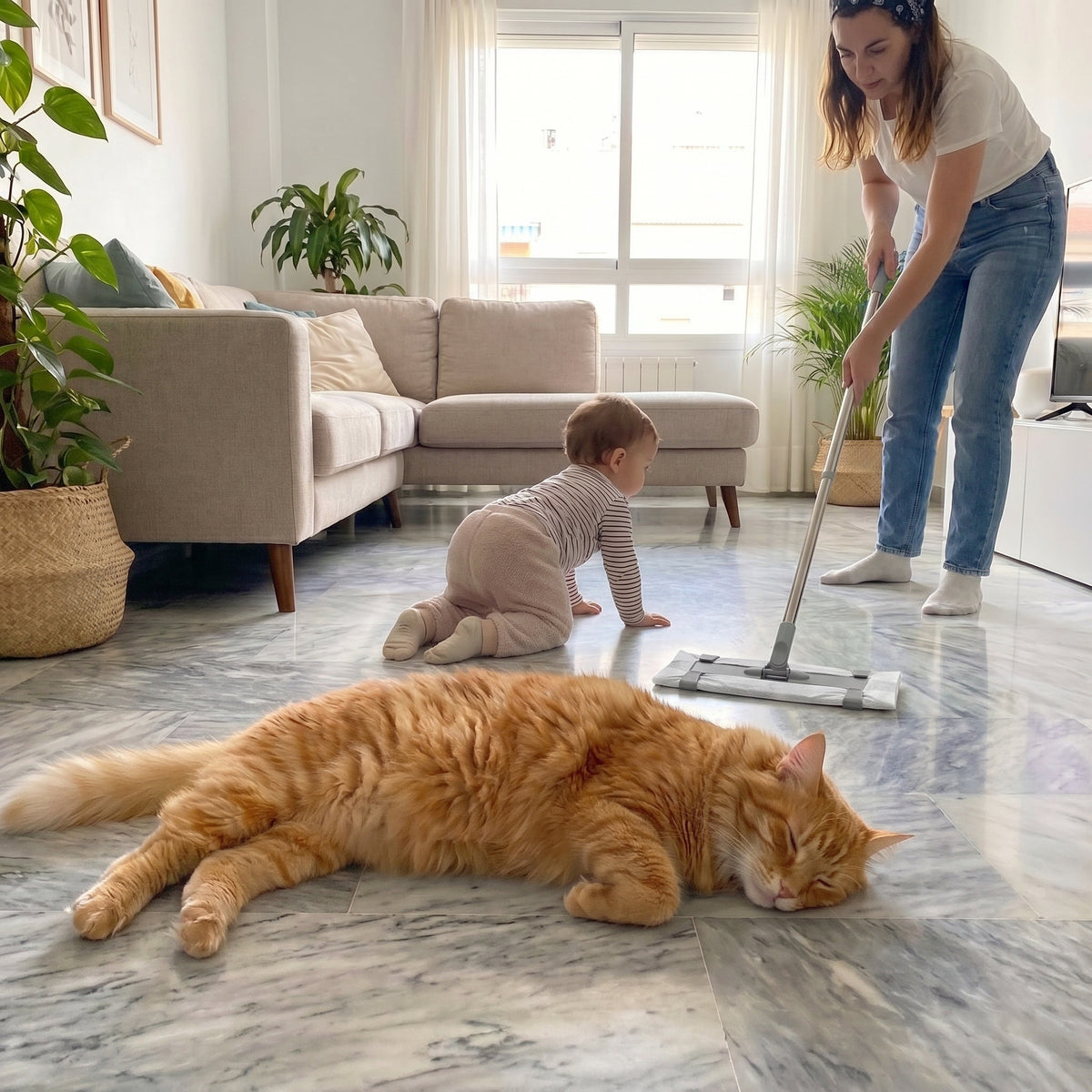 Wiping a countertop — close-up lifestyle shot