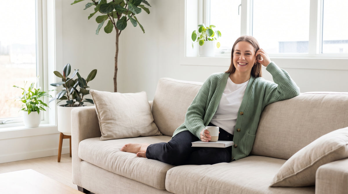 Warm portrait — someone happy at home